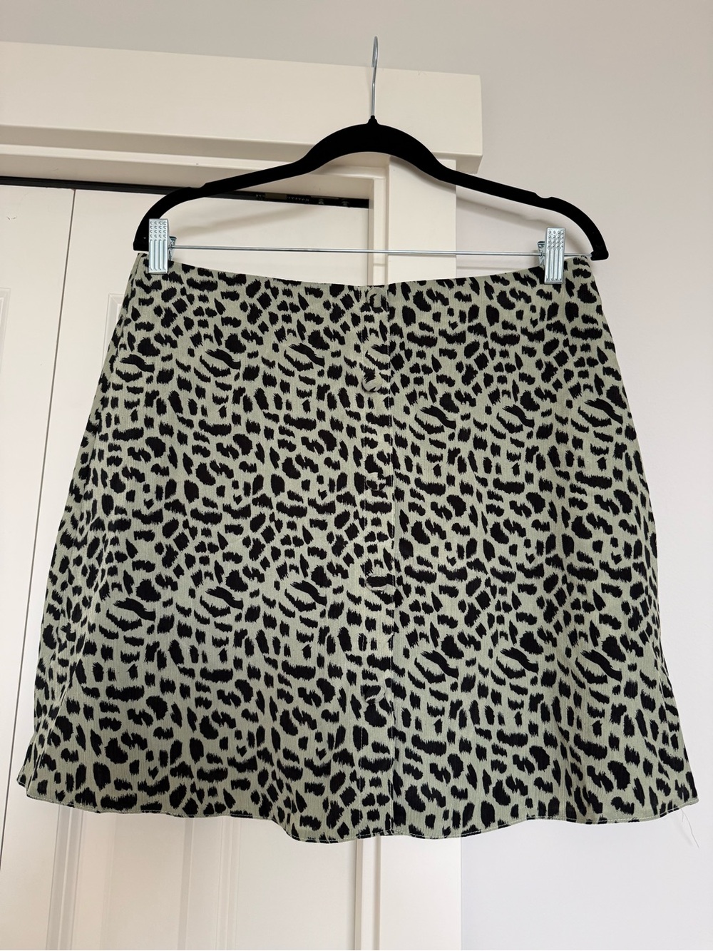 Nasty Gal Black & Green Leopard A-Line Mini Skirt